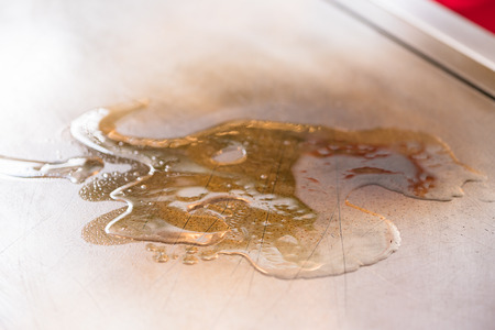 Pan with warm oil  preparation for cookingの写真素材