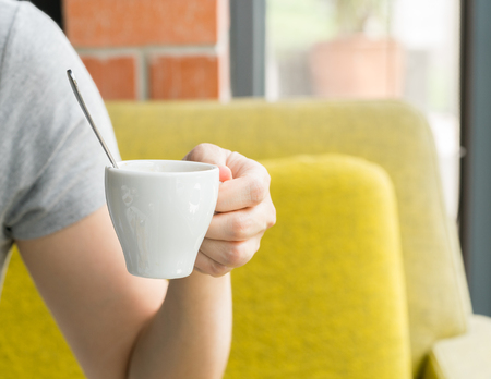 Woman and a coffee mug,coffeeの写真素材