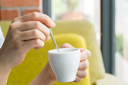 Woman and a coffee mug,coffeeの写真素材