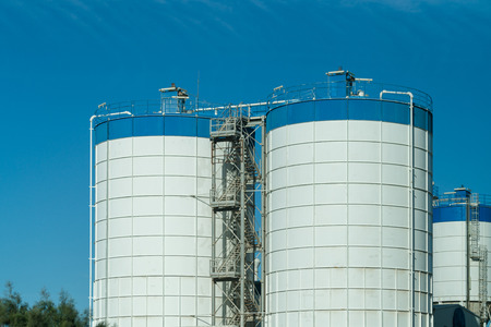 Agriculture. modern silos for storing grain harvestの写真素材