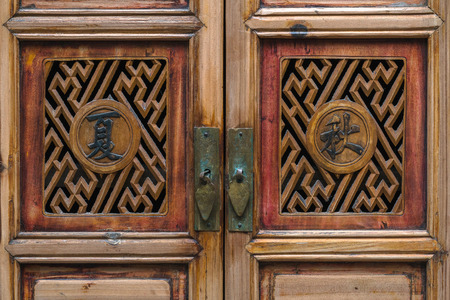 Closeup image of vintage doorsの写真素材