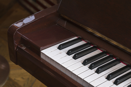close-up of piano keys. close frontal view.の写真素材