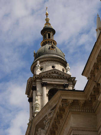 Decorated tower on the top of a church in Budapestの写真素材