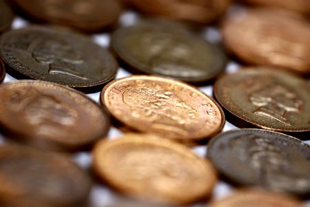 One penny coins from United Kingdom