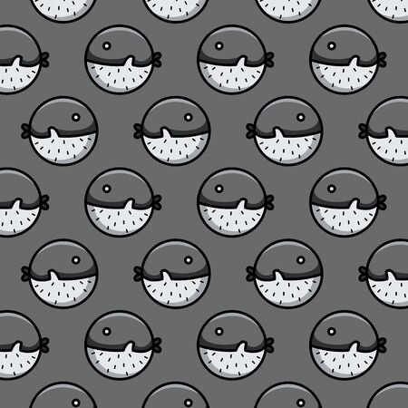 cute fugu pattern design templateのイラスト素材