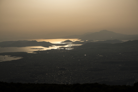 Sun reflection on seaの写真素材