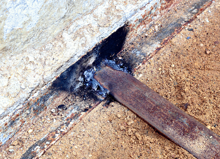 The welded joint of steel corners in the construction