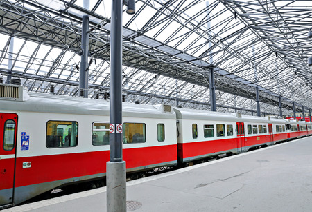 HELSINKI, FINLAND - JULY 7, 2015: The electric train stopped at the Pavilion Central Station in...