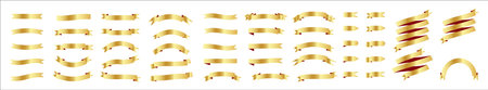 Ribbons and Ribbon elements Modern simple ribbons collection Vector illustration Beautiful Ribbons, Set of Ribbons Banners with Labelのイラスト素材