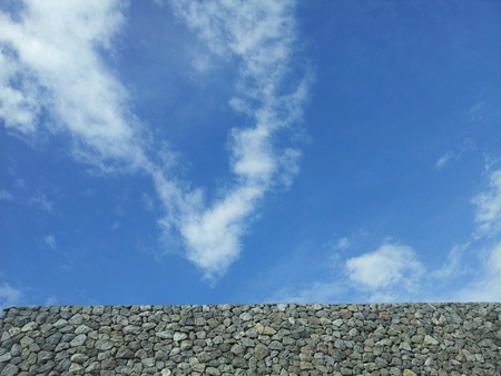 Beautiful sky and stone wallの素材