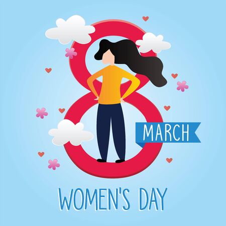 Happy International Women's Day on March 8th design background with Illustration of woman's. vector illustrationのイラスト素材