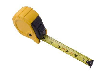 yellow and black measuring tape isolated on white background