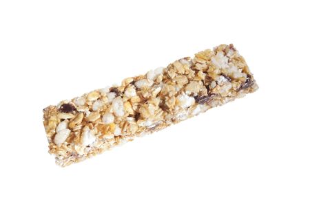 granola chewy bar isolated on a white backgroundの写真素材