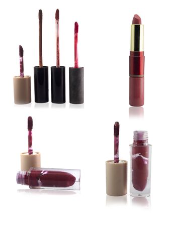 lipstick many shapes on a white background,with clipping pathの写真素材