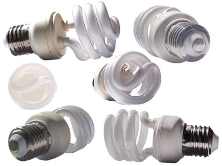 Spiral light bulbs on a white background,with clipping path