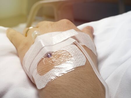 Sodium Chloride Solution for Intravenous,How is the replacement of water needed and sodium chloride brine solution with the body via blood vessels. Due patients with dehydration. There are minerals in the lower body from getting minerals in insufficient quantities. Or loss of minerals from the illness.の写真素材
