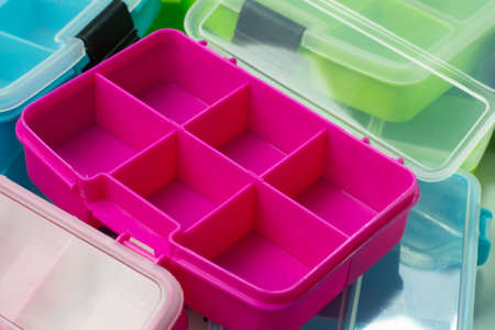 Plastic box with compartments for smallの写真素材