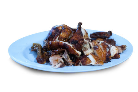 grilled chicken on a white background,with clipping pathの写真素材