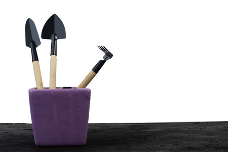 set shoveling fork on a white background,with clipping pathの写真素材