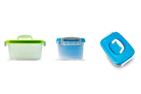 plastic box on a white background,with clipping pathの写真素材