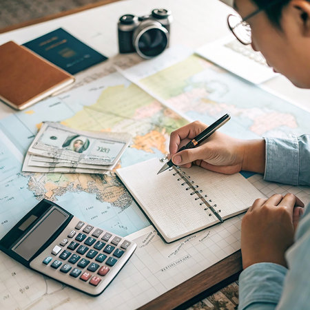 The human created by Ai was calculating his expenses. In order to plan future travel or holidays or festivalsの素材