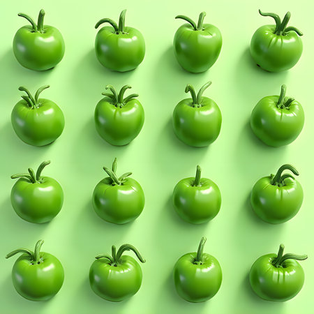 The Green vegetables 2d cartoon Watercolor painting of several in a patternの素材