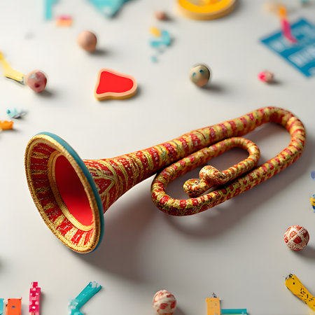 the trumpet is very colorful and is a patternの素材