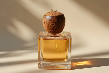 smoothie made from coconut water, sweet, fragrant and cool, with a coconut on the side of the screenの素材