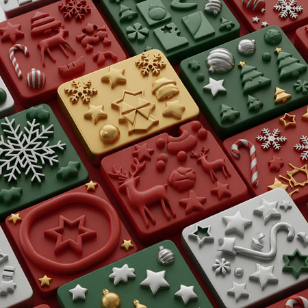 A charming and cheerful seamless pattern featuring classic Christmas characters and elements. This festive design includes watercolor of jolly Santa Claus, adorable snowmen, friendly reindeer, decorated Christmas trees, gift boxes, candy canes, and holly berries. Ideal for a wide range of holiday-themed projects such as wrapping paper, fabric, greeting cards, digital backgrounds, invitations, and seasonal decorations.の素材