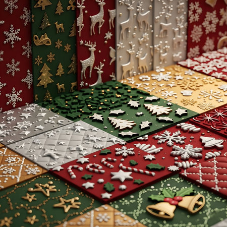 A charming and cheerful seamless pattern featuring classic Christmas characters and elements. This festive design includes watercolor of jolly Santa Claus, adorable snowmen, friendly reindeer, decorated Christmas trees, gift boxes, candy canes, and holly berries. Ideal for a wide range of holiday-themed projects such as wrapping paper, fabric, greeting cards, digital backgrounds, invitations, and seasonal decorations.の素材