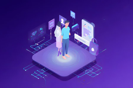 A compelling conceptual image  the duality of online and offline identity. On one side, a person stands in a dimly lit, urban alley, representing the real world. The other side shows a digital, cybernetic face composed of circuit lines and data, with a half-mask symbolizing anonymity. Floating avatars representing social connections and online presence are linked to the digital half. This visual is perfect for themes of cybersecurity, social media, online privacy, digital transformation, and the hidden self.の素材