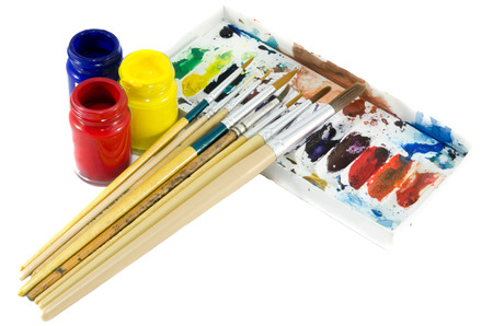 coloring equipment on white backgroundの写真素材