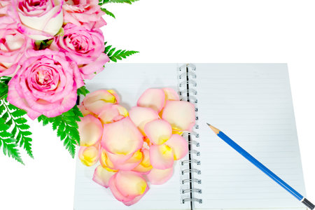 diary of love on  white backgroundの写真素材