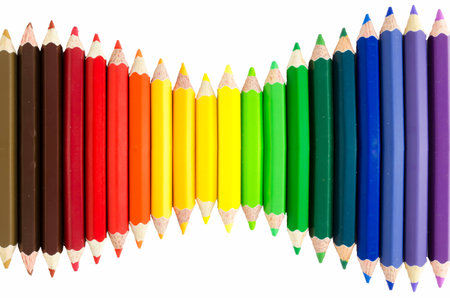 The row of Multicolored Crayon,Frame with Crayonの写真素材