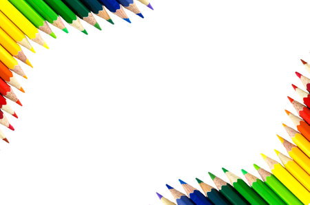 The row of Multicolored Crayon,Frame with Crayonの写真素材