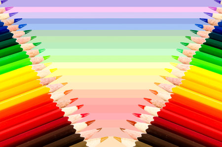 The row of Multicolored Crayon,Frame with Crayonの写真素材