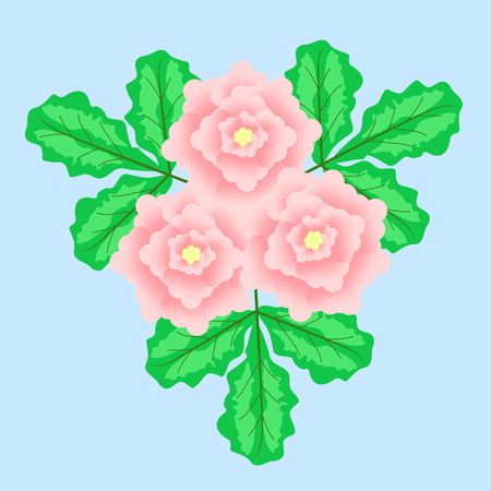 Pink vintage flower, flower and leaves. Vector illustration.のイラスト素材