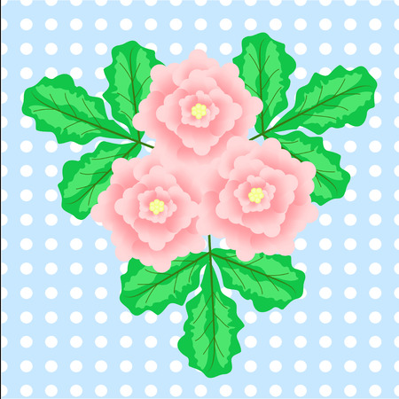 Pink vintage flower, flower and leaves. Vector illustration.のイラスト素材