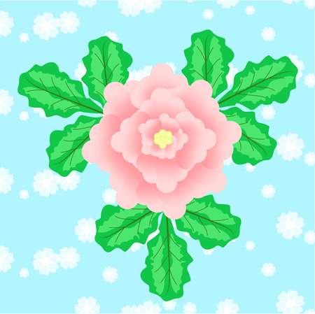 Pink vintage flower, flower and leaves. Vector illustration.のイラスト素材
