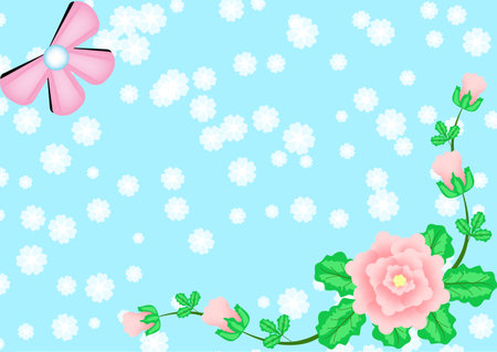 Pink vintage flower, flower and leaves. Vector illustration.のイラスト素材