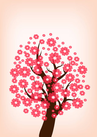 beautiful cherry blossom tree,illustration vectorのイラスト素材