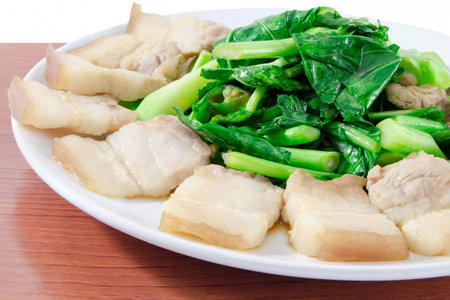 Thai food fried kale with porkの写真素材