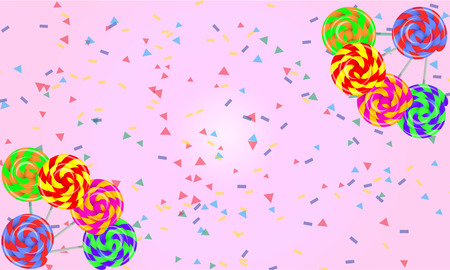 colorful lollipops pink background,vector illustrationのイラスト素材