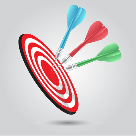 dart hitting center of dart board,vectorのイラスト素材