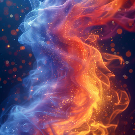 Abstract background with fire flames and bokeh effect.3d rendering, 3d illustration.の素材