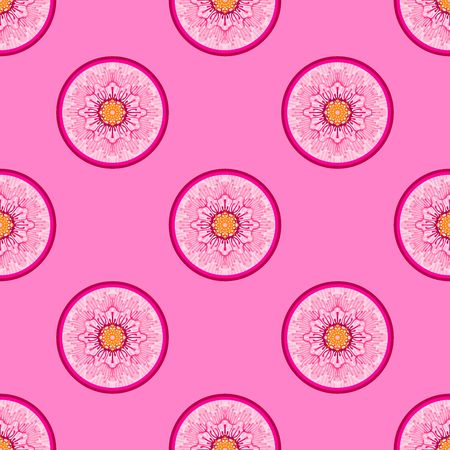 abstract mandala circle wheel petal and pollen  design for seamless pattern vector background with coral pinkのイラスト素材