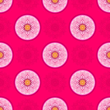 abstract mandala circle wheel petal and pollen  design for seamless pattern vector background with coral pinkのイラスト素材