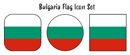 Bulgaria Flag Button set - rounded, circle, and square for European push button concepts.のイラスト素材