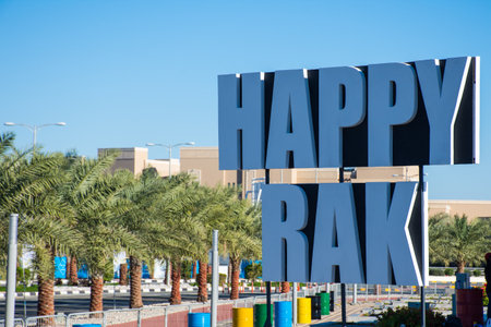 "RAK, RAK/UAE - 2/14/2020: Happy Ras al Khaimah Sign during an outdoor festival in the United Arab Emirates"のeditorial素材