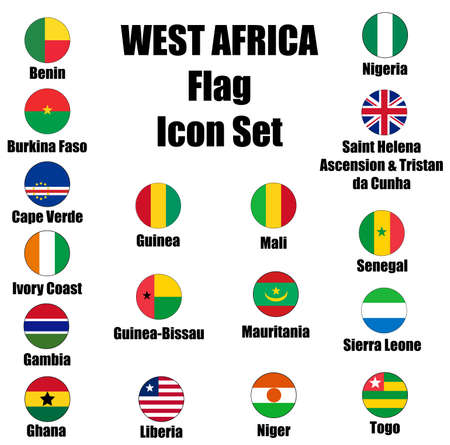 Western Africa circle flag icon set in color.のイラスト素材